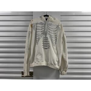 GVAPI OBSIDIAN BLACK SKELETON HALF ZIP HOODIE V2 White Men Size XXL